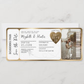 Destination Wedding Boarding Pass Gold Ticket QR Kaart (Voorkant)