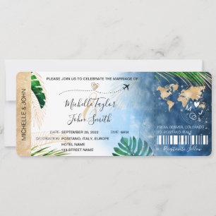 Destination Wedding Boarding Pass Plane Beach IV Kaart
