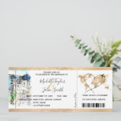 Destination Wedding Boarding Pass Santorini Grieke Kaart (Staand voorkant)