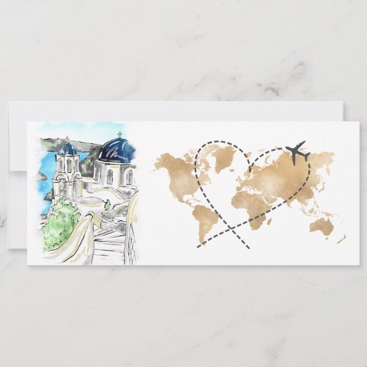Destination Wedding Boarding Pass Santorini Grieke Kaart (Achterkant)