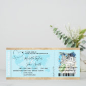 Destination Wedding Boarding Pass Santorini Grieke Kaart (Staand voorkant)