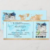 Destination Wedding Boarding Pass Santorini Grieke Kaart (Voorkant / Achterkant)