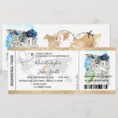 Destination Wedding Boarding Pass Santorini Grieke Kaart (Voorkant / Achterkant)