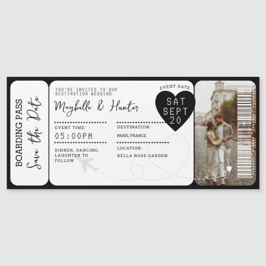 Destination Wedding Boarding Pass Ticket QR Code (Voorkant)