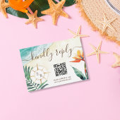 Destination Wedding Compass Monogram QR-code RSVP Kaartje