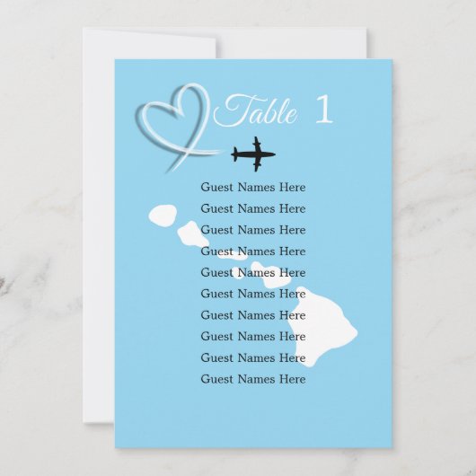 Destination Wedding Hawaii Table Plan Card Kaart (Voorkant)