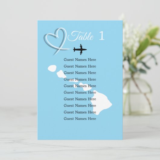 Destination Wedding Hawaii Table Plan Card Kaart (Staand voorkant)
