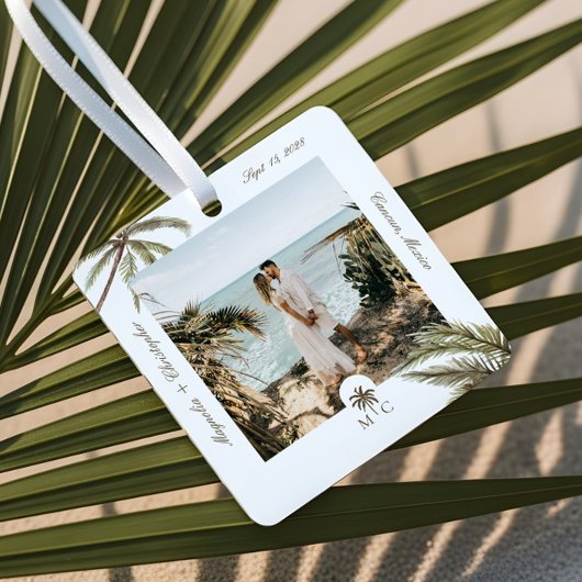 Destination Wedding Honeymoon Tropical Palm Photo Metalen Ornament