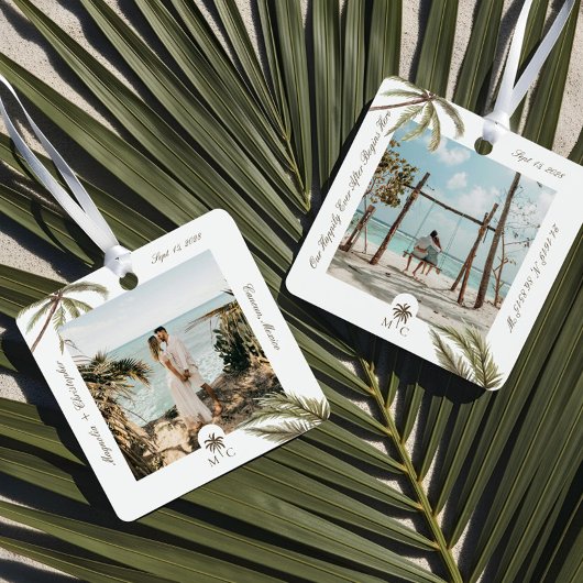 Destination Wedding Honeymoon Tropical Palm Photo Metalen Ornament