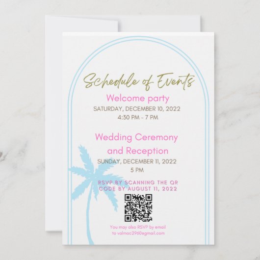 Destination Wedding Invitation Kaart (Achterkant)