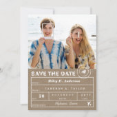 Destination Wedding Kraft Bagagelabel 2 Foto Save The Date (Voorkant)