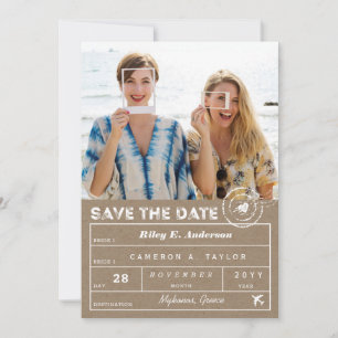 Destination Wedding Kraft Bagagelabel 2 Foto Save The Date