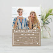 Destination Wedding Kraft Bagagelabel 2 Foto Save The Date (Staand voorkant)