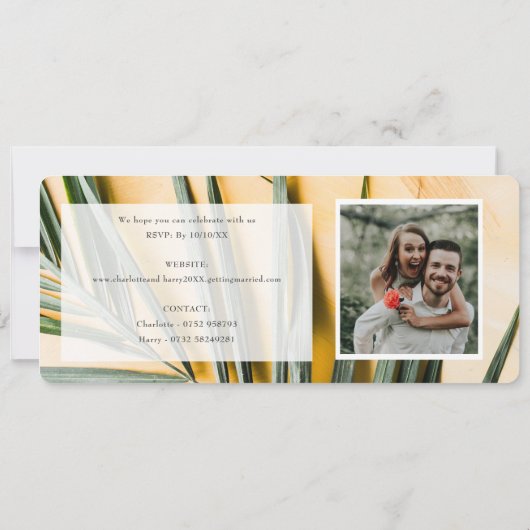 Destination Wedding MadeiraTicket Boarding Pass Kaart (Achterkant)