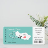 Destination Wedding MadeiraTicket Boarding Pass Kaart (Staand voorkant)