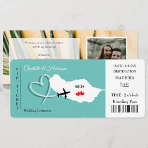 Destination Wedding MadeiraTicket Boarding Pass Kaart