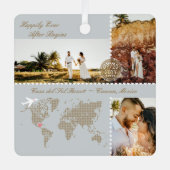 Destination Wedding Map Pin Photo Collage Keepsake Metalen Ornament (Voorkant)