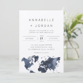 Destination Wedding Marine Blauw Grijs Indigo Foto Kaart (Staand voorkant)