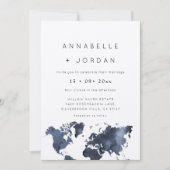 Destination Wedding Marine Blauw Grijs Indigo Kaart (Voorkant)