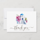 Destination Wedding Modern Bougainvillea Blue Dome Bedankkaart (Voorkant)