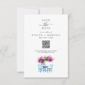 Destination Wedding Modern Bougainvillea QR Code Save The Date (Voorkant)