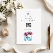 Destination Wedding Modern Bougainvillea QR Code Save The Date