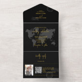 Destination Wedding Passport Compass Wedding All In One Uitnodiging (Binnen)