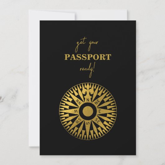 Destination Wedding Passport Compass Wedding  Kaart (Voorkant)