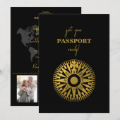 Destination Wedding Passport Compass Wedding Kaart (Voorkant / Achterkant)