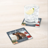 Destination Wedding Photo Save the Date Navy Kartonnen Onderzetters (Insitu)