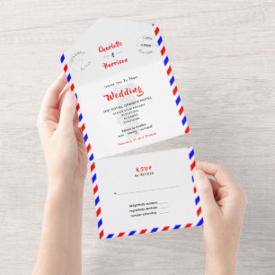 Destination Wedding Portugal Airmail Alles in één  All In One Uitnodiging