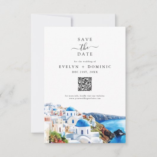 Destination Wedding QR Code Modern Photo Save The Date (Voorkant)