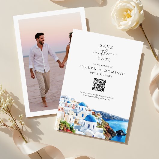 Destination Wedding QR Code Modern Photo Save The Date