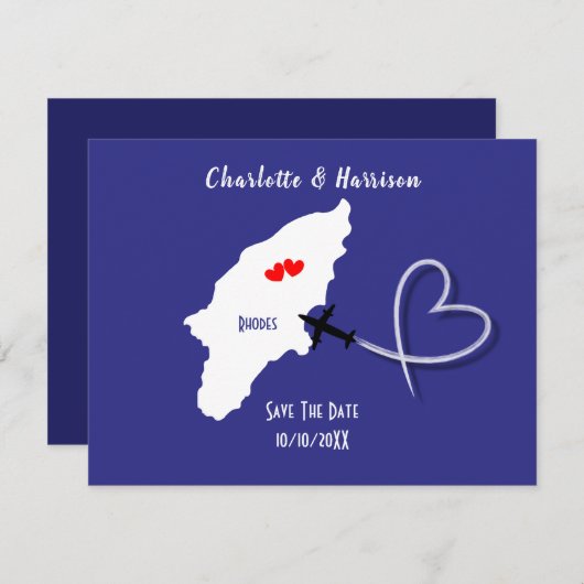 Destination Wedding Rhodes Greece Ticket Save The Date (Voorkant / Achterkant)
