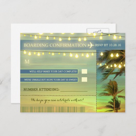 Destination Wedding RSVP briefkaarten (Voorkant / Achterkant)