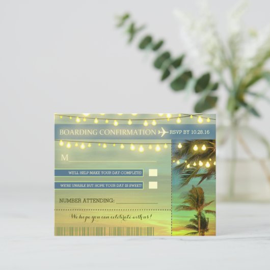 Destination Wedding RSVP briefkaarten (Staand voorkant)