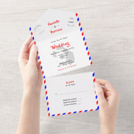 Destination Wedding Santorini Greece Airmail All In One Uitnodiging