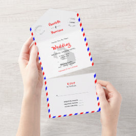 Destination Wedding Santorini Greece Airmail All In One Uitnodiging