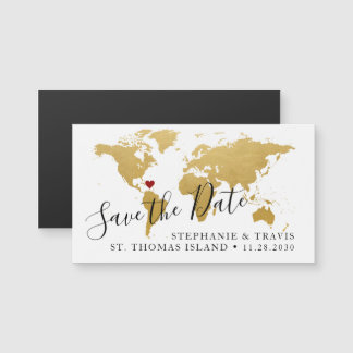 Destination Wedding Save the Date Gold Kaart Magne
