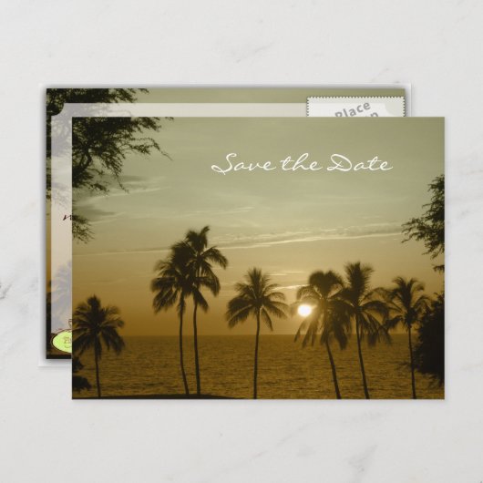 Destination Wedding Save the Date, Mauna Kea Aankondigingskaart (Voorkant / Achterkant)