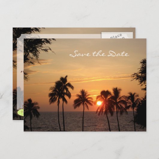 Destination Wedding Save the Date, Mauna Kea Aankondigingskaart (Voorkant / Achterkant)