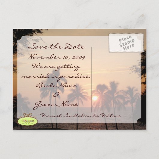 Destination Wedding Save the Date, Mauna Kea Aankondigingskaart (Achterkant)