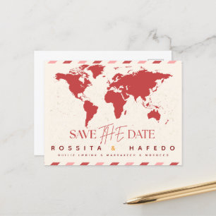 Destination Wedding Save the Date Sjabloon, Waterc Feestdagenkaart