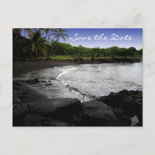 Destination Wedding Save the Date, Zwart Zand Aankondigingskaart