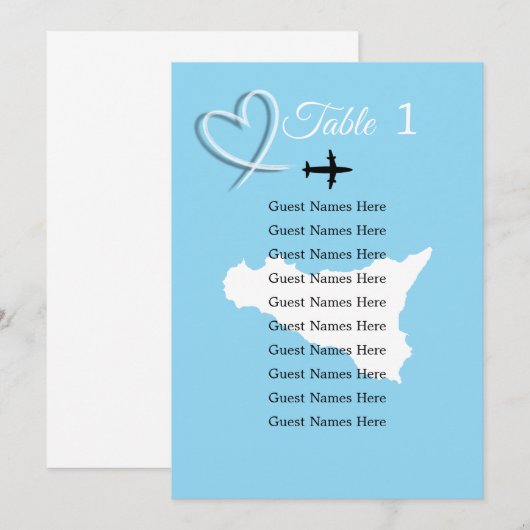 Destination Wedding Sicilië Kaart Tabel Plan Kaart (Voorkant / Achterkant)