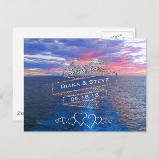 Destination Wedding Sla de datum op | tropische oc Aankondigingskaart (Voorkant / Achterkant)