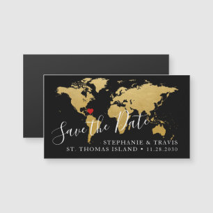 Destination Wedding Sla de datum op Zwart Goud Kaa