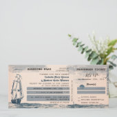 Destination Wedding Ticket Invitation Kaart (Staand voorkant)