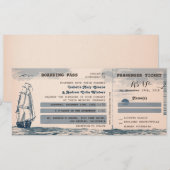 Destination Wedding Ticket Invitation Kaart (Voorkant / Achterkant)