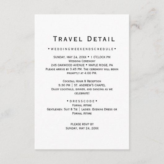 Destination Wedding Travel Details Kaart (Voorkant)